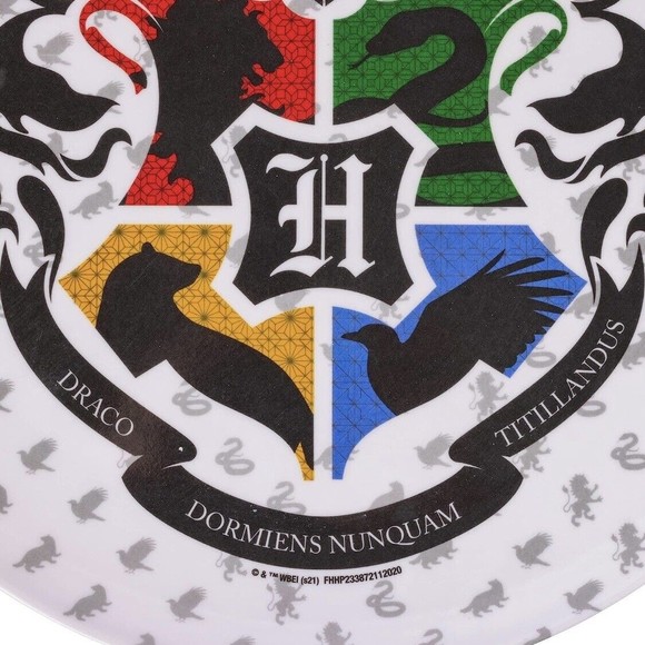 Harry Potter Melamine 10” Dinner Plates Hogwarts Crest Set Of 4 New - Picture 5 of 6